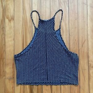 Brandy Melville Black White Diamond Print Racerback Crop Tank Top One Size